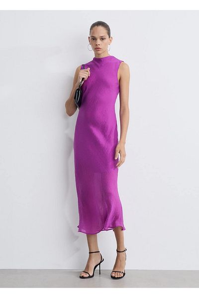 MANGO Woman Μίντι Φόρεμα Lyocell