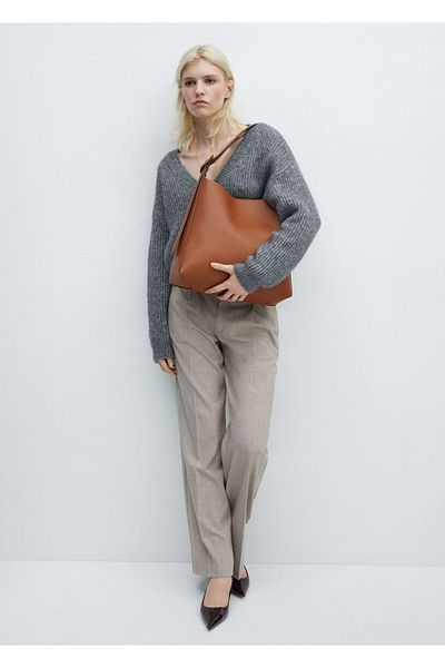 MANGO Woman Shopper táska csat részletekkel