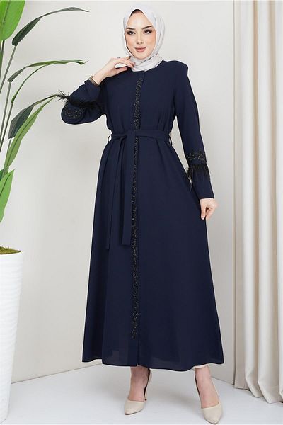hafsamina Λεπτομερής φτερωτή ζώνη Ferace Navy Blue