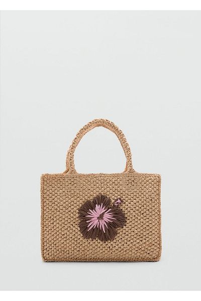 MANGO Woman Handtasche aus Naturfaser