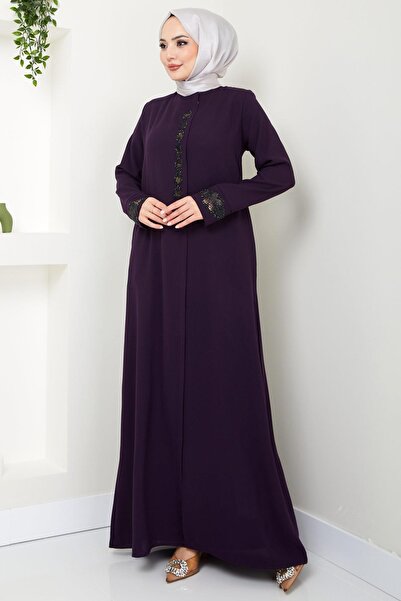 hafsamina Plum Ferace - Drop Stone Detailed, HM2435