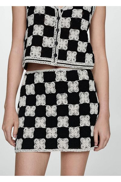 MANGO Woman Combined Crochet Mini Skirt