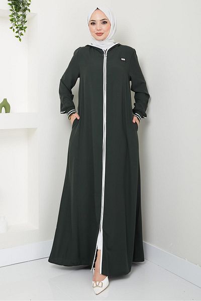 hafsamina Ριγέ Piping Λεπτομερής Ferace Khaki HM2151