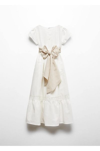 MANGO Kids Φόρεμα με φιόγκο από λινό