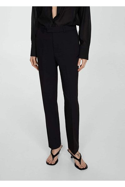 MANGO Woman Plain Cut Fabric Trousers