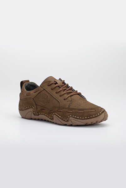 Dilimler Ayakkabı Genuine Leather Nubuck Saddled Tied Khaki Men's Casual Shoes