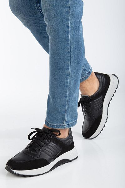 Dilimler Ayakkabı Genuine Leather Side Stitched Thick Sole Black Men's Shoes Daily Casual