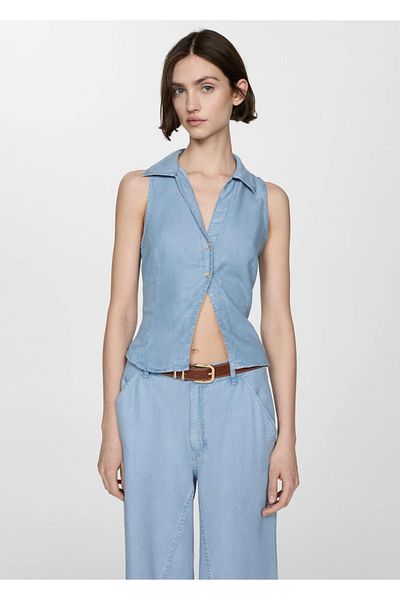 MANGO Woman Lyocell Open Shirt