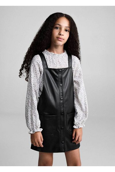 MANGO Kids Gilet φόρεμα με τεχνητό δέρμα
