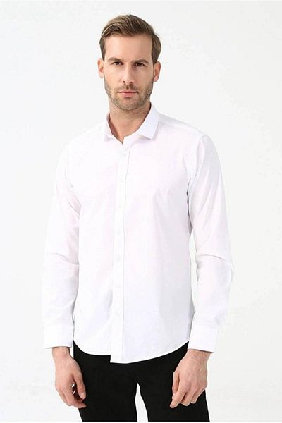 SÜVARİ Ανδρικό πουκάμισο Wonder White Long - Regular Fit Gm1001400280
