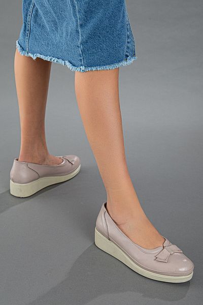 Dilimler Ayakkabı Genuine Leather Orthopedic Bow Gray Women's Shoes