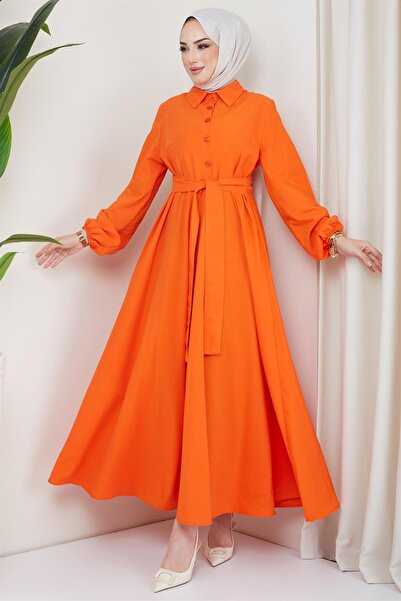 hafsamina Φόρεμα με ζώνη Mevlana Πορτοκαλί
