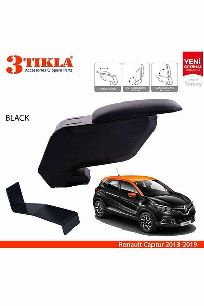 3 Tıkla Renault Captur 2013-2019 Delmesiz Çelik Ayaklı Siyah Kolçak Kol Dayama