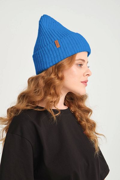 robanu Unisex Blue Knitted Corded Beanie