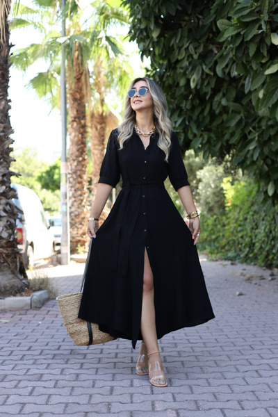 bytugcekaya Siyah Gömlek Elbise
