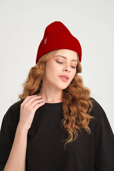 robanu Unisex Red Knitted Corded Beret
