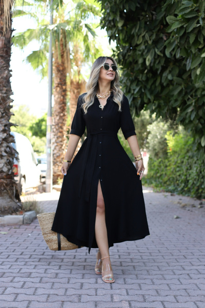 bytugcekaya Siyah Gömlek Elbise