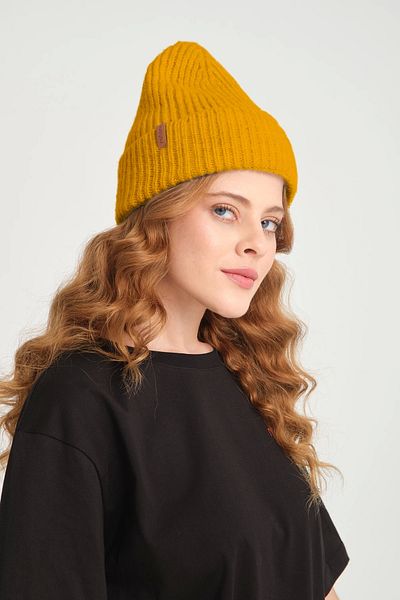 robanu Unisex Yellow Knitted Corded Beret