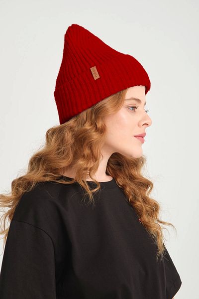 robanu Unisex Red Knitted Corded Beret