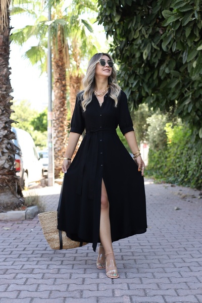 bytugcekaya Siyah Gömlek Elbise