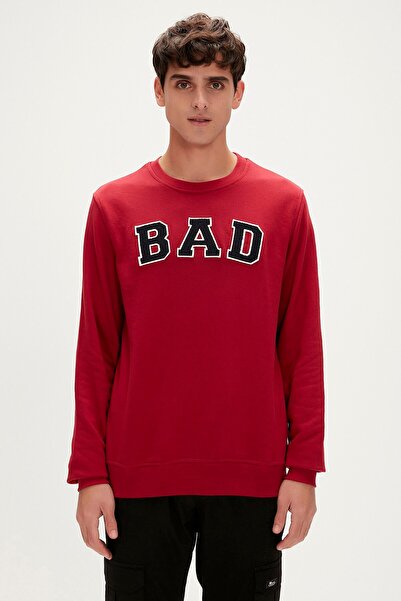 Bad Bear سويت شيرت Bad Convex Crewneck للرجال - أحمر كلاريت