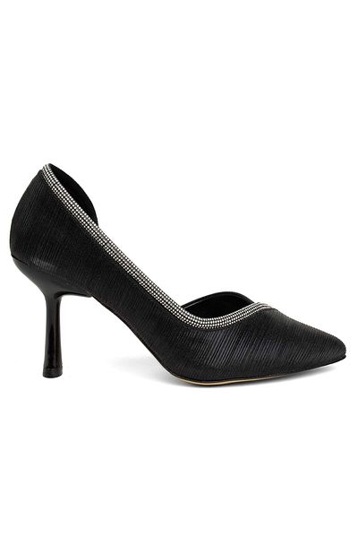 KOCAMANLAR Feles Goblet Heel Satin Dunge Stone Stiletto Pantofi cu toc dama NEGRI