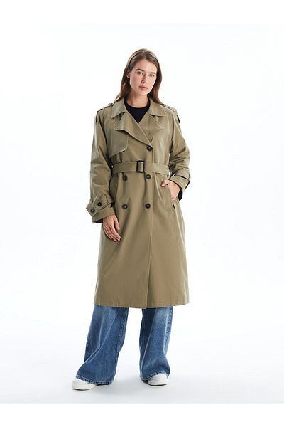 LC Waikiki Rovný oversize dámský trenčkot s dvojitým límcem