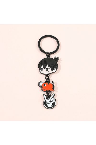 Köstebek Anime Chainsaw Man - Aki Hayakawa Pochita Metal Keychain