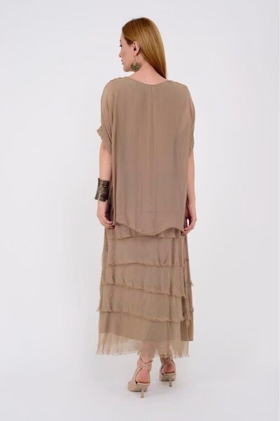 Bohem Stil Ιταλικό νούμερο 2 Μεταξωτό φόρεμα με μισό μανίκι λεπτό