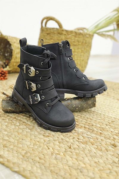 KCMN Aydindas Three Buckle Boots Παιδικές Μπότες Μαύρες