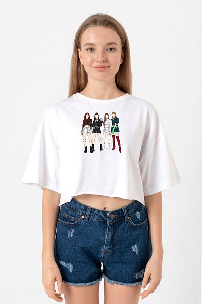 Tshirthane Blackpink Minimalist - White Women's Crop T-Shirt