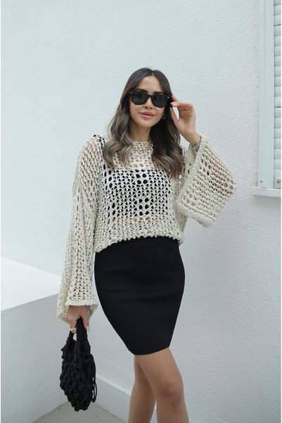 Havoş Black Knit Basic Skirt