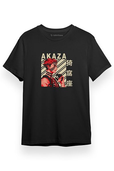 Tshirthane Demon Slayer Akaza Vintage Art - Μαύρο ανδρικό μπλουζάκι, κοντομάνικο