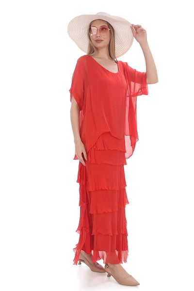 Bohem Stil Rochie din mătase, cu jumătate de mânecă, cu aspect subțire, mărimea 2 italiană