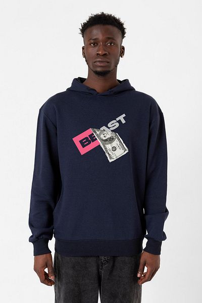 Tshirthane Ανδρικό κουκούλα 3 κορδονιών Mr Beast Dollar Bill Navy Blue