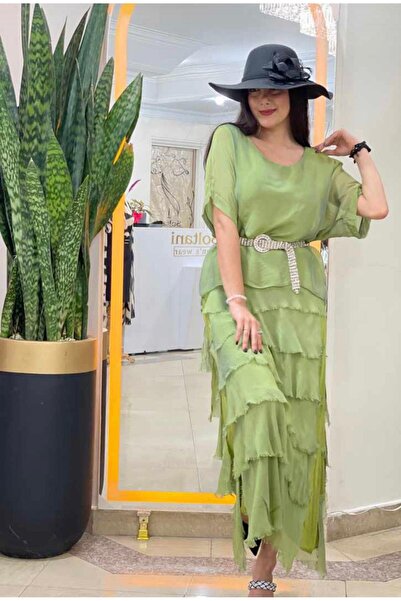 Bohem Stil Ιταλικό νούμερο 2 Μεταξωτό φόρεμα με μισό μανίκι λεπτό