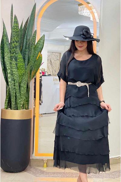 Bohem Stil Rochie din mătase, cu jumătate de mânecă, cu aspect subțire, mărimea 2 italiană