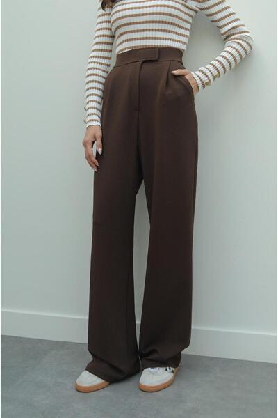 Havoş Brown Senta Velcro Closure Palazzo Pants