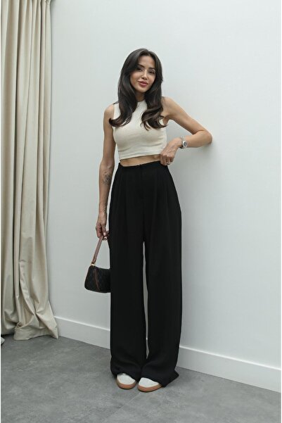Havoş Black Grazia Pleated Trousers