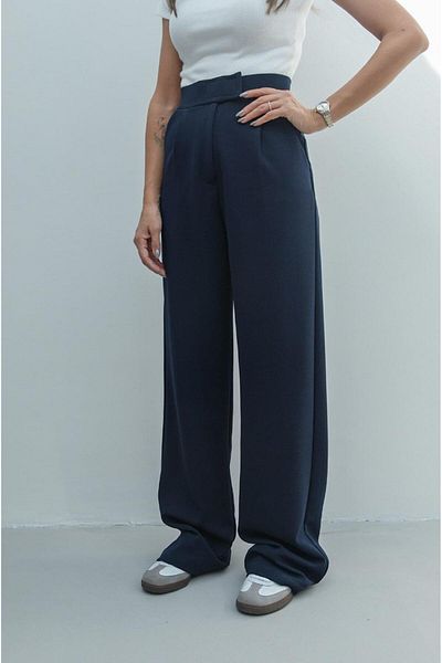 Havoş Παντελόνι Palazzo με κλείσιμο Velcro Navy Blue Senta