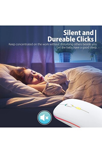 Blackbird Game Center Blic Bwm6 Beyaz RGB Şarjlı Kablosuz 1600DPI Işıklı Kablosuz Sessiz Mouse