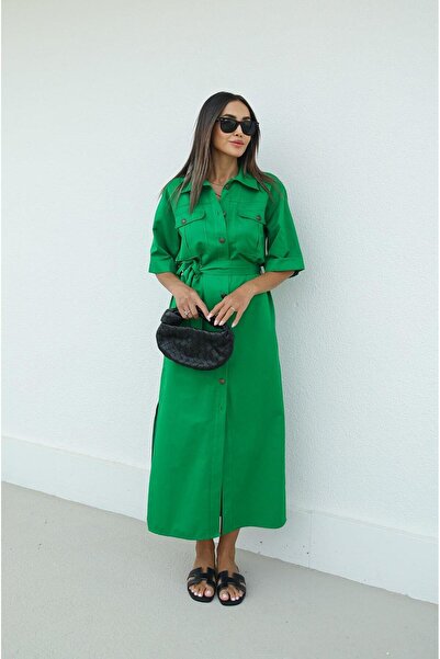 Havoş Πράσινο φόρεμα Sophie με κουμπιά μπροστά