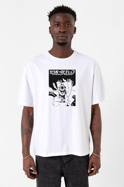 Tshirthane Cowboy Bebop Spike - Λευκό ανδρικό μπλουζάκι Oversize