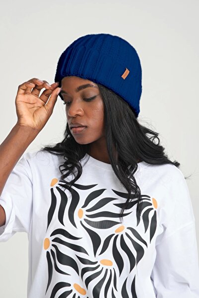 robanu Indigo Selanik Örme Bere | Kadın Selanik Bere