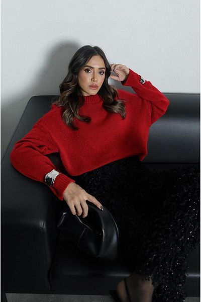 Havoş Thick Ribbed Pullover with Red Edges