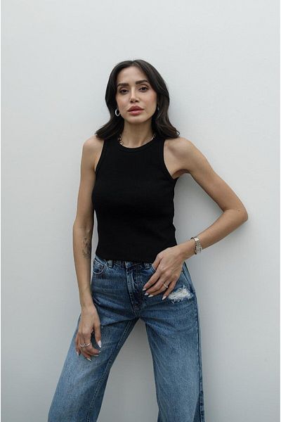 Havoş Black Versay Corded Tank Top