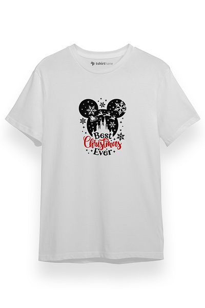 Tshirthane Το καλύτερο χριστουγεννιάτικο μπλουζάκι με κεφάλι ποντικιού Λευκό κοντομάνικο ανδρικό μπλουζάκι