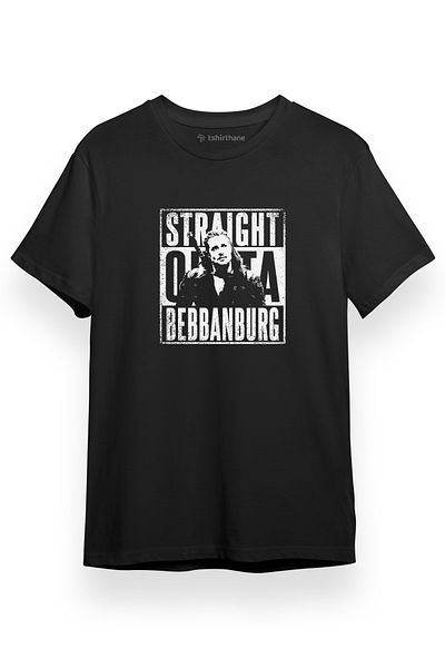 Tshirthane Ανδρικό μπλουζάκι The Last Kingdom Straight Outa Bebbanburg μαύρο κοντομάνικο