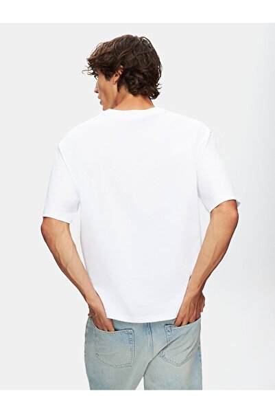 Ltb Λευκό μπλουζάκι με κουτί - σύνθημα, λαιμόκοψη, κοντό μανίκι