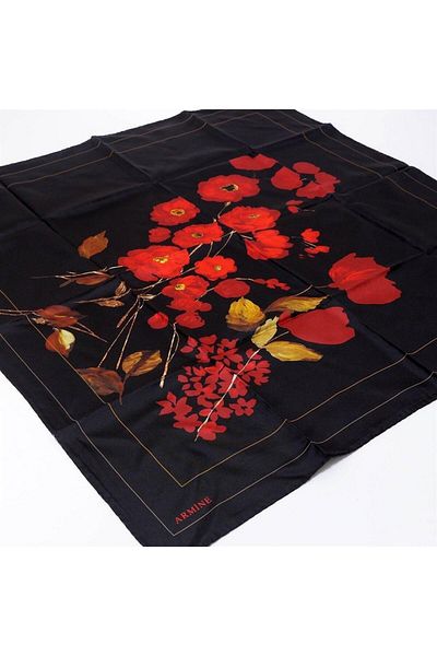 Armine Μαύρο Κόκκινο Μεταξωτό Φουλάρι Twill - 8128-10 Nostalgia